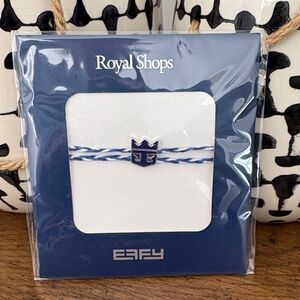 Royal Shops Braided Blue & White Ship’s Anchor Adjustable Bracelet NEW